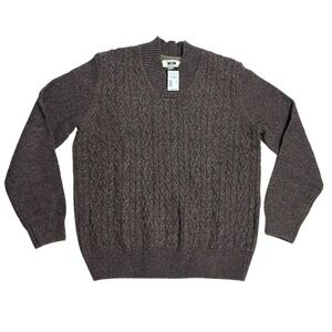 JOSEPH ABBOUD Mens XL Wool Blend Cable Knit Shawl Neck Sweater Burgundy Menswear
